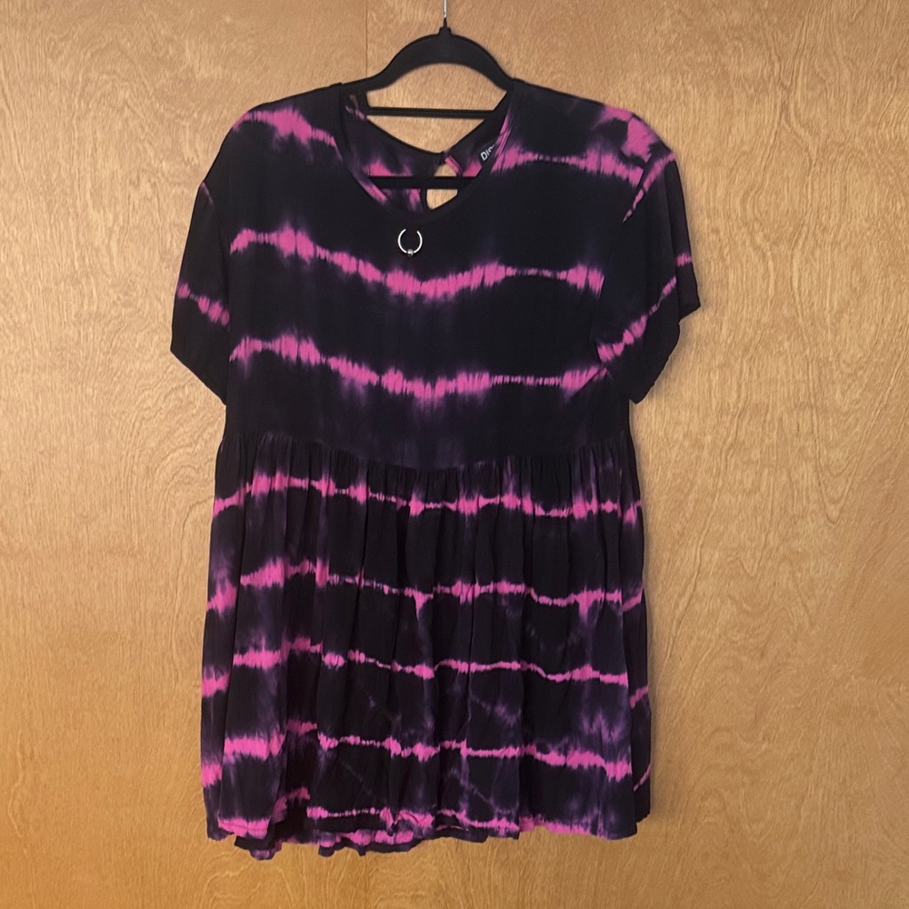 Disturbia Lovesick Skater Dress Pink and Black Dress